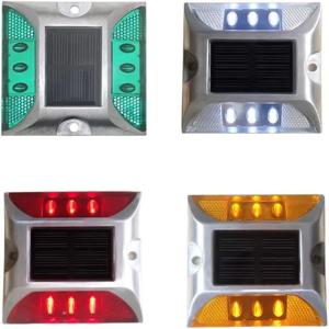 태양광 도크 조명 - 깜박임 방지 방수 야외 경고 계단 조명, 보도 계단 정원 통로용 반사 도로 표시등 2개