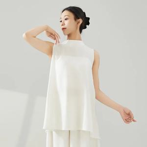 레트로 민소매 클래식 루즈 댄스 탑 우아한 발레 성인 중국 민속 무용 셔츠 부드러운 통기성 비스코스 데일리 트레이닝