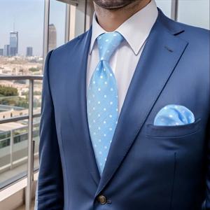 B55 Azure Dots 남성용 넥타이 포켓 스퀘어 크림슨 비즈니스 클래식 정장 선물 액세서리