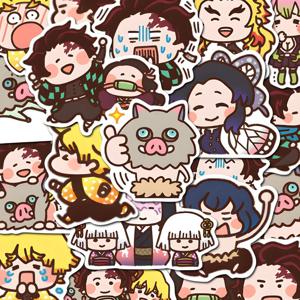 귀여운 만화 귀멸의 칼날 애니메이션 스티커 80개, 카마도 네즈코 데칼, DIY 휴대폰 노트북 여행가방용 멋진 스티커, 어린이 장난감 선물