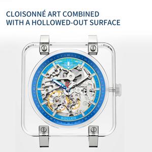 파가니 디자인 남성용 투명 사각 오토매틱 기계식 시계 스포츠 스켈레톤 손목시계 남성용 기계식 시계 렐로즈