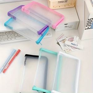 1개 휴대용 A6 내구성 있는 PP 소재 지퍼 파일 가방, 투명 파일 보관 상자, 사무실 및 학교에서의 일상 사용에 적합