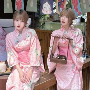전통 기모노 연분홍색 신화 소녀 일본식 개선 버전 기모노 드레스 불꽃놀이 축제 여성 의류