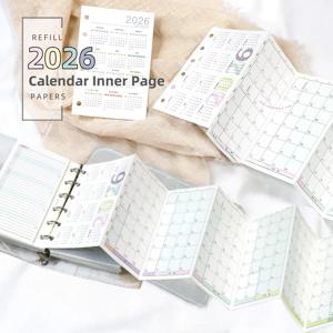 달력 2026 A6 A7 A8 M5 연간 월간 달력 플래너 내부 페이지 루즈리프 코어 교체 리필 용지 DIY 핸드북