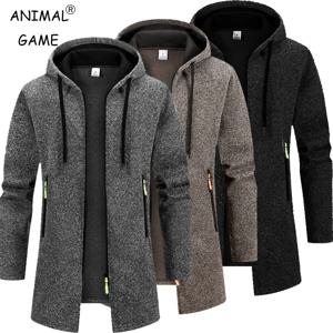 가을 남성용 롱 스웨터 스웨트셔츠 캐주얼 후드 가디건 남성 아우터 라이너 두꺼운 따뜻한 후디 오버사이즈 겨울 탑 재킷