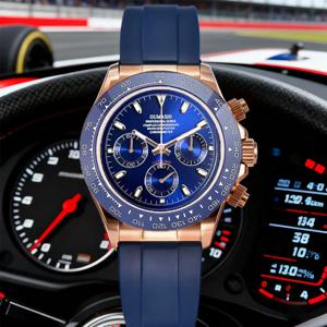 VK63 남성용 크로노그래프 시계 VK63 무브먼트 로즈 골드 케이스 블루 다이얼 VK63 남성용 크로노그래프 시계 맞춤형 시계