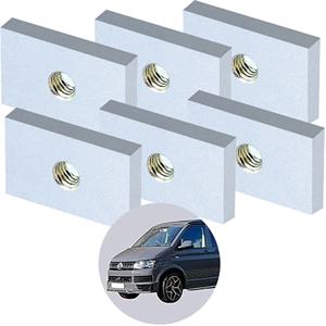 폭스바겐 T5 T6 T6.1 캘리포니아용 스틸 파이핑 블록 파이핑 레일 스위치 슬롯 너트(M8 나사 포함) 6개