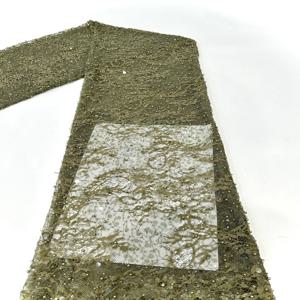 프랑스 아프리카 신랑 레이스 원단 2025 비즈 장식 고품질 자수 여성 웨딩 드레스 나이지리아 스팽글 레이스 원단 5야드