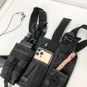 1개/세트 남성용 고밀도 나일론 전술 조끼 가방 다중 수납칸 캐주얼 작업복 가슴 가방 야외 여행용