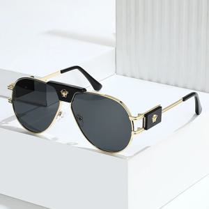 클래식 항공 선글라스 여성 브랜드 디자이너 소 머리 장식 브랜드 디자이너 파일럿 선글라스 UV400