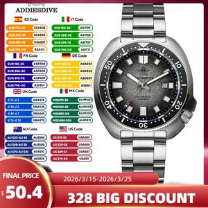 ADDIESDIVE 남성용 시계 사파이어 글라스 AR 코팅 쿼츠 시계 발광 200m 방수 터틀 다이버 시계 남성용 시계 AD2511