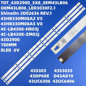 Thomson 43UC6306 43UC6406 43S303 43S305 43DP608 D43A810 TOT_43D2900_3X8 OEM43LB06_LED3030F2.1용 LED 백라이트 스트립 3개