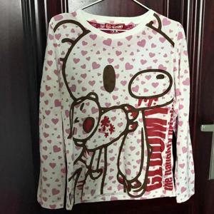 2000년대 일본 스타일 폴카 도트 베어 그래픽 탑 긴 소매 티셔츠 재미있는 만화 펑크 탑 E-girls 독특한 카와이 옷 새로운