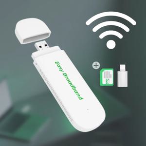 EIOTCLUB 4G LTE USB 모뎀 (SIM 카드 포함) 휴대용 인터넷 스틱 모바일 핫스팟 네트워크 어댑터 WiFi 라우터 광대역 WiFi 6