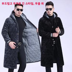 남성용 두꺼운 양털 겨울 코트 캐주얼 오버사이즈 무릎 길이 작업복 홈웨어 코튼 재킷 루즈핏 긴팔