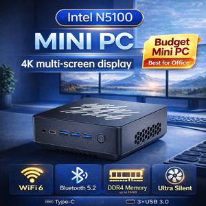 인텔 셀러론 N5100 팬리스 미니 PC 산업용 4K 듀얼 HDMI 1.0G LAN 소형 데스크탑