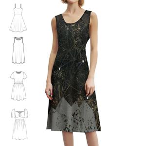 골든 스카이 여성용 힙합 스트리트웨어 드레스 그래픽 프린트 파티 클럽웨어 우주 기하학 산 추상 여성 의류