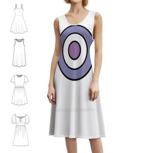 퍼플 불스아이 여성용 힙합 스트리트웨어 드레스 그래픽 프린트 파티 클럽웨어 퍼플 불스아이 호크 아이 프랙션 드레스 소녀용