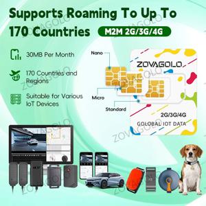 GPS 추적 SIM 카드는 전 세계 170개국에서 차량 추적기와 애완동물 추적기를 지원하며, 2G/3G/4G 네트워크와 호환됩니다.