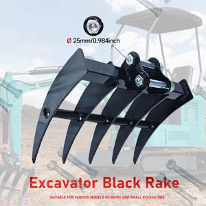 미니 굴삭기 레이크 블랙 스틸 5톱 레이크 랜드 슈레더 굴삭기 액세서리 0.8-3톤 굴삭기에 적합 무료 배송