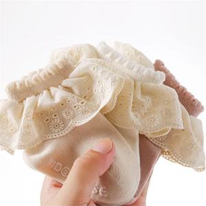 여아용 봄 가을 레이스 공주 양말 신생아 양말 면 유아용 짧은 양말 미끄럼 방지 0-3세 2켤레/세트