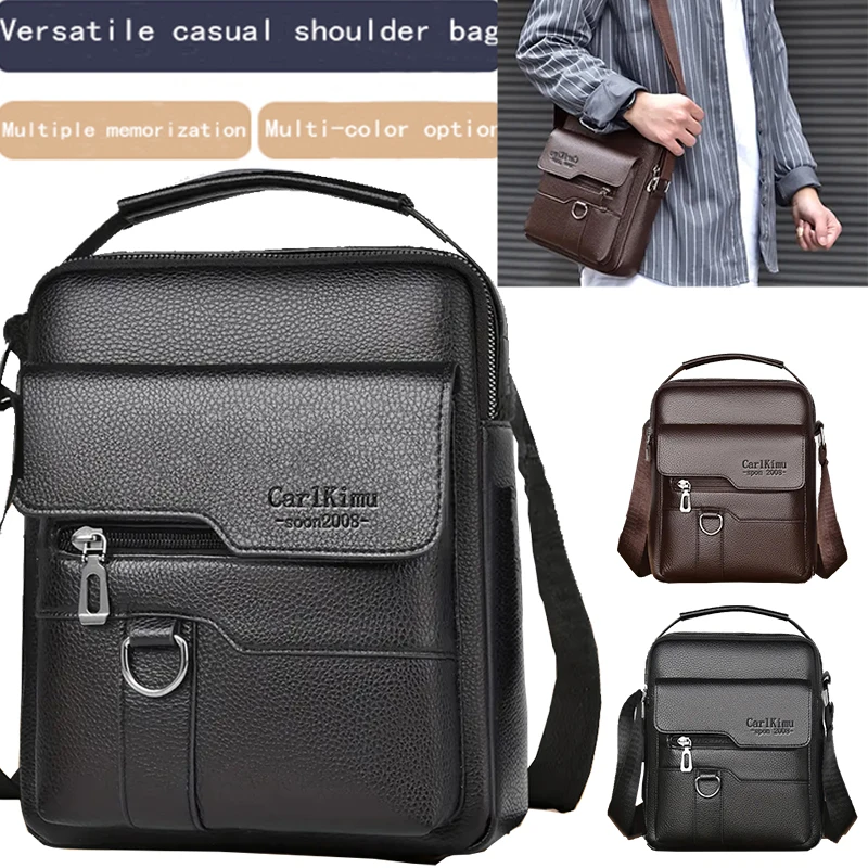 남성용 싱글 숄더 크로스백은 비즈니스 여행에 적합하며 PU 소재로 손으로 들고 다닐 수 있습니다.