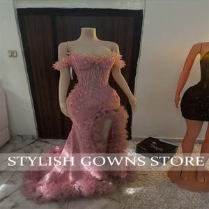 화려한 바투 이브닝 드레스 비딩 캐스케이딩 러플 머메이드 프롬 드레스 2026 스플릿 크리스탈 생일 파티 가운 맞춤 제작