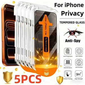 아이폰17 16 15 14 13 12 11 프로 맥스용 5개입 안티 스파이 강화유리 먼지 없는 설치 프라이버시 스크린 보호필름