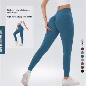 여성용 하이웨이스트 심리스 요가 레깅스, 솔리드 컬러 슬림핏 복숭아힙 리프팅 피트니스 스포츠 팬츠