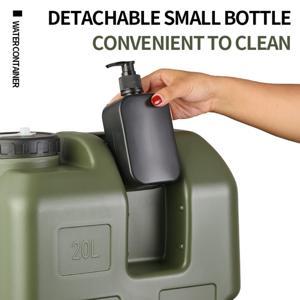 20L 플라스틱 물 저장통 대용량 물 운반용 통 스피곳 및 손 소독제 용기 휴대용 물 탱크