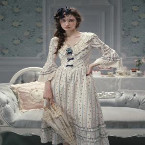 TIYIHAILEY 봄 여름 여성 드레스 3/4 플레어 소매 롱 맥시 여성용 브이넥 XS-XL 빈티지 하이웨이스트 프린트 2026