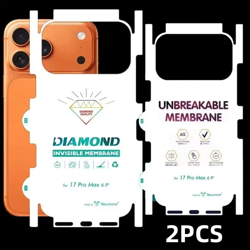 아이폰 17 에어 프로 맥스용 2PCS HD 매트 17 프로 투명 소프트 하이드로겔 필름 스크린 보호필름 및 매트 폰 백 필름