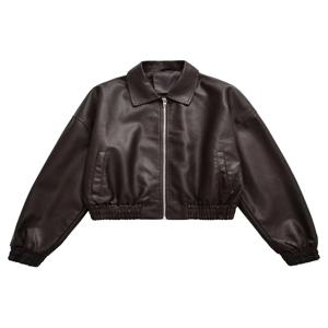 빈티지 PU 가죽 봄버 재킷 2025 가을 신상 여성용 지퍼 라펠 긴 소매 포켓 코트 브랜드 여성 루즈 스트리트웨어 핫