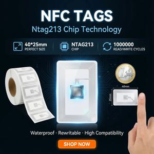 10-100Pcs 40x25MM NTAG213 NFC 칩 스티커 13.56MHz 습식 인레이 전자 라벨 위조 방지 태그