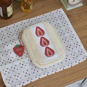 귀여운 자수 딸기 연필 케이스 휴대용 문구 펜 박스 다기능 대용량 메이크업 가방 보관 가방