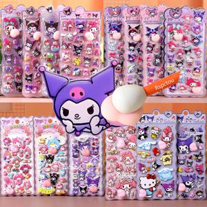 귀여운 마이 멜로디 쿠로미 해피 버톡스 스티커 카와이 산리오 만화 부드러운 핀치드 푸피 3D 릴리프 스티커 장식 데칼 선물