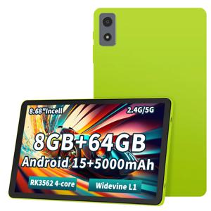 8.68인치 2025 안드로이드 15 태블릿 쿼드코어, 8GB RAM+64GB 저장공간 1TB 확장, 2MP+5MP 듀얼 카메라, 5000mAh 대용량 배터리