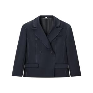 여성 패션 스트리트 스타일 솔리드 긴 소매 더블 브레스티드 블레이저 여성용 봄 포켓 턴다운 칼라 코트 트렌디