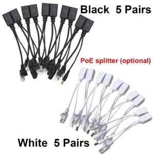 패시브 PoE 인젝터 및 PoE 스플리터 키트, RJ45 이더넷 및 DC 5.5x2.1mm F/M 어댑터 커넥터를 통한 전원 공급, 5쌍