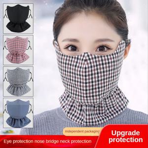 올인클루시브 페이스 웜 방진 마스크 패션 체크무늬 넥 가드 순면 통기성 세탁 가능 성인용 마스크 (야외 사이클링용)