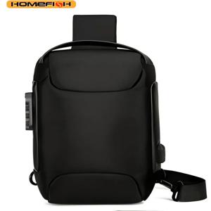 홈피쉬 USB 크로스바디 백 도난 방지 숄더백 방수 옥스포드 웨이스트 백 다기능 짧은 여행 메신저 체스트 팩