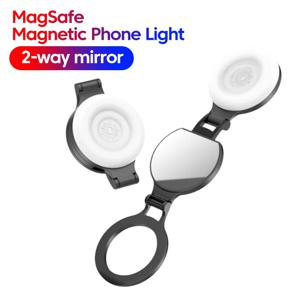 자석 셀카 라이트 양면 거울 휴대폰 조명 조절 가능 휴대폰 거치대 접이식 자석 셀카봉 메이크업 보조광