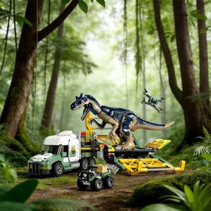 공룡 시리즈 공룡 미션 알로사우루스 MOC 세트 운송 트럭 어린이 공룡 월드 파크 장난감 크리스마스 선물 76966