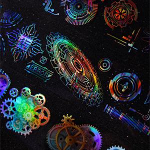 스크랩북 저널 DIY 장식, 휴대폰 케이스, 노트북, 콜라주 미술 용품용 1롤 레인보우 기어 PET 테이프