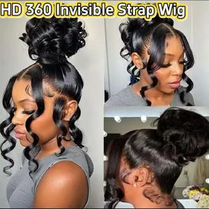 360 레이스 프론트 가발, 히든 스트랩 드로스트링 인모 가발, 250 밀도 바디 웨이브, 여성용 360 풀 레이스 프론탈 인모 가발