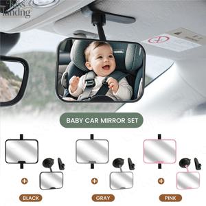 클립온 포워드 및 360도 회전 기능이 있는 2PC 베이비 카 미러 세트 °   회전식 후방 방향 충격 방지 디자인