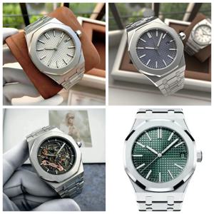 42mm 904L 스테인레스 스틸 남성용 자동 기계식 시계 로즈 골드 블랙 블루 가죽 헤비 손목시계