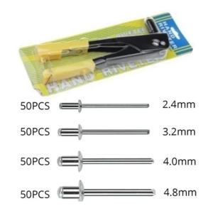 200개의 고강도 핸드 리베터 키트, 블라인드 리벳 플라이어 건, 자동차 및 DIY 금속 수리용 다양한 리벳 포함