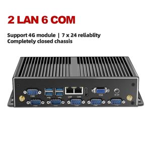 팬리스 산업용 미니 PC 듀얼 NIC LAN 게임 컴퓨터, 6 * COM RS232 RS485 코어 i5 4200U 2955U, Win10/11 우분투 Linx 썬더bdt