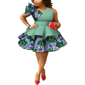 여성을위한 아프리카 드레스 앙카라 인쇄 Strapless 다층 드레스 대시 키 파티 웨딩 이브닝 드레스 아프리카 의류 WY4213